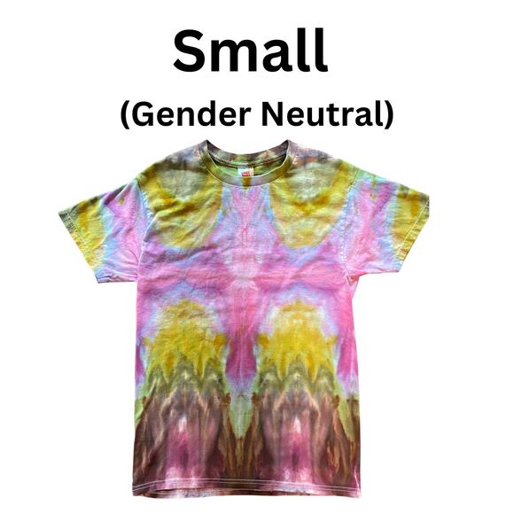 Ice Dyed Unisex T-shirt - Tie Dye Accordion - Pink Gold Bronze - Handmade Small - Picture 4 of 9